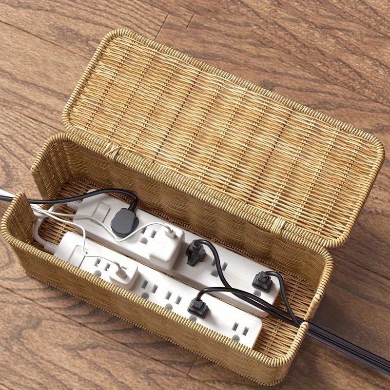 Power Tools Storage - El Yapımı Rattan Kablo Düzenleme Kutusu